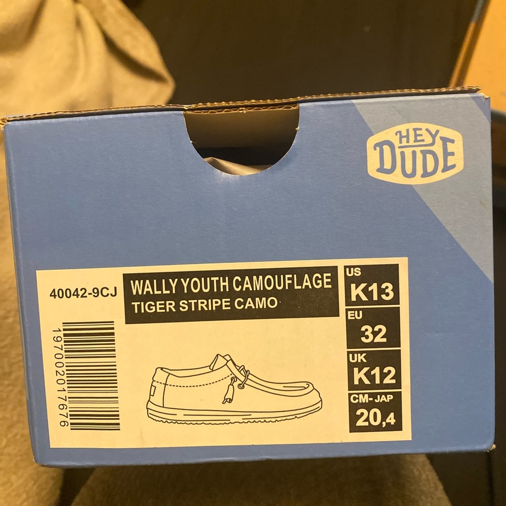 Wally Youth Camouflage Tiger Stripe Camo Heydudes Size Kids 13